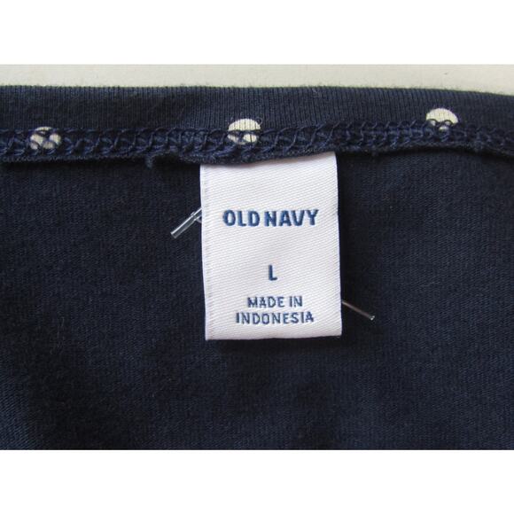 Old Navy Polka Dot Dress Knit sz L Fit Flare Skater Boho Nautical Y2K Mini - Picture 2 of 6